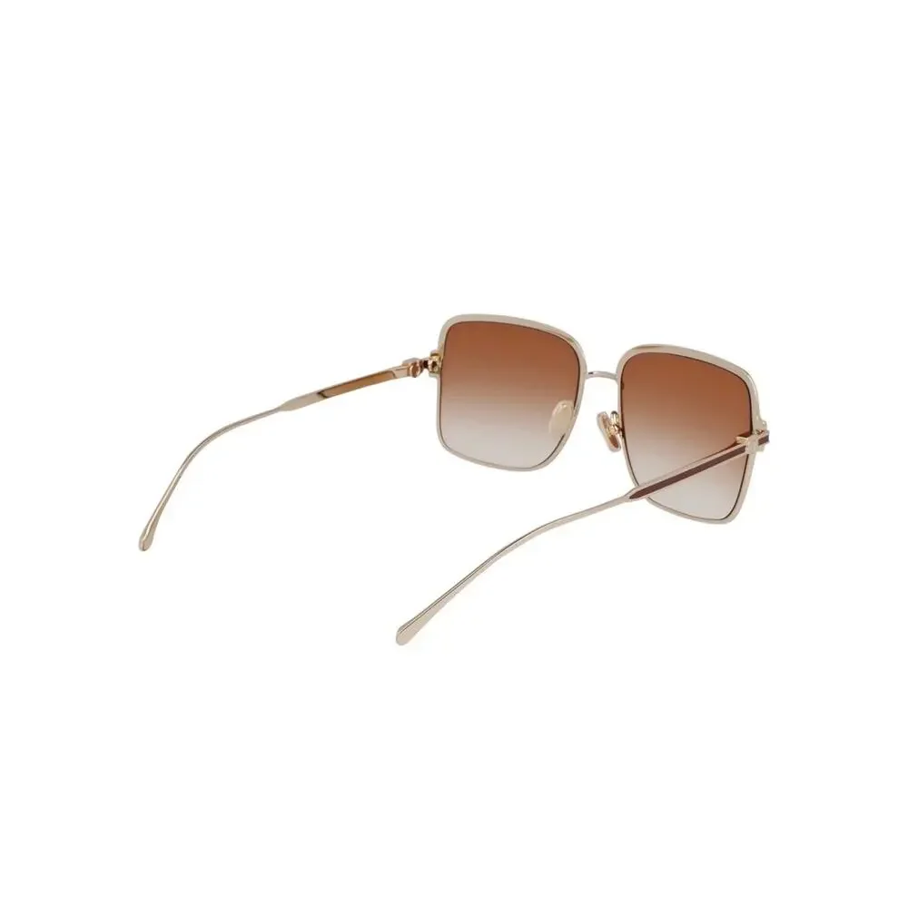NEW!!! Salvatore Ferragamo SF317S 704 Brown Lens Square Metal Women Sunglasses